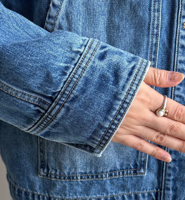  「【襟の取り外しが可能！】レザーカラーデニムジャケット」|ブルゾン・スタジャン|