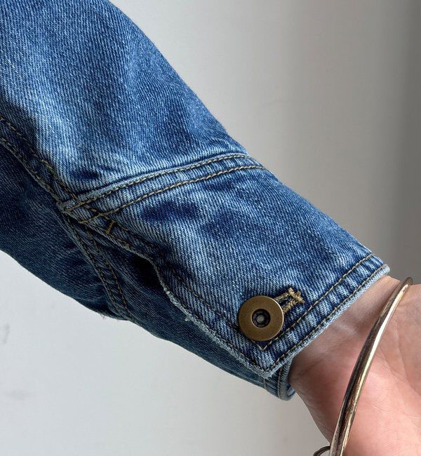  「【襟の取り外しが可能！】レザーカラーデニムジャケット」|ブルゾン・スタジャン|