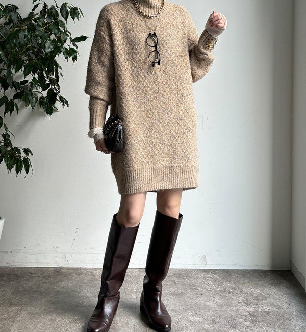  「【WEB限定】クロス編みタートルチュニック」|ニット・セーター|