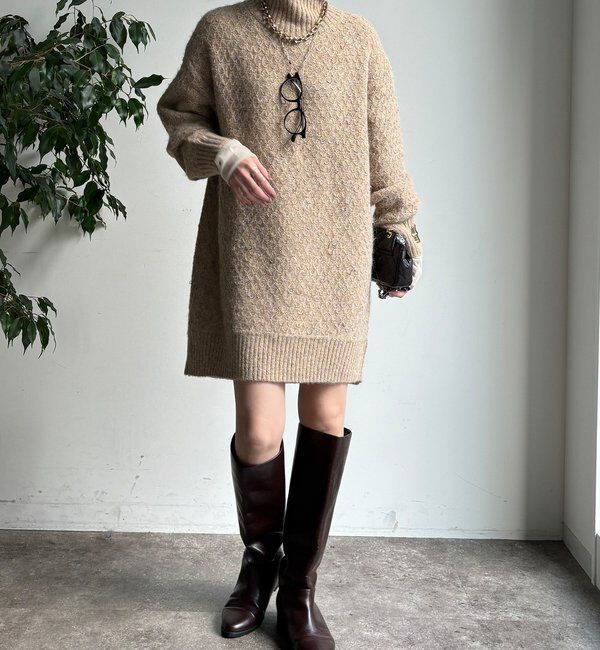  「【WEB限定】クロス編みタートルチュニック」|ニット・セーター|