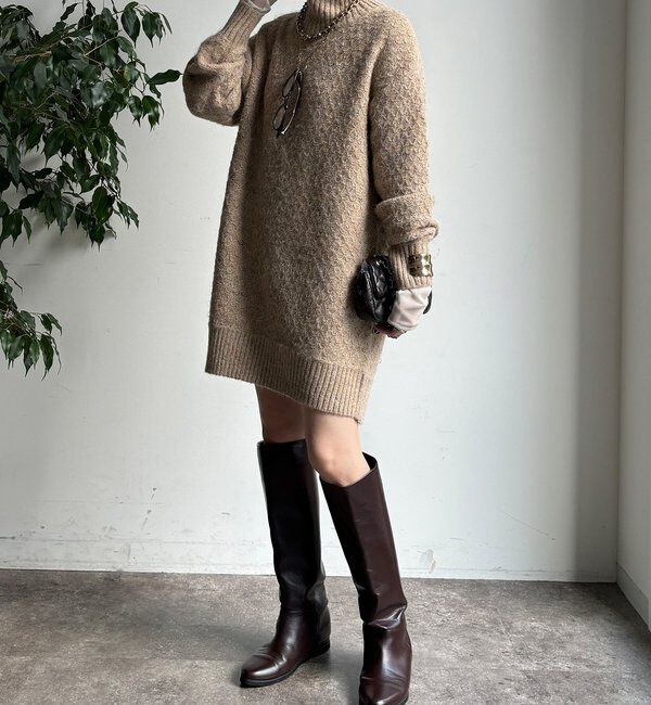  「【WEB限定】クロス編みタートルチュニック」|ニット・セーター|