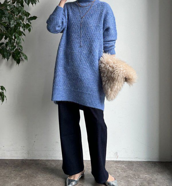  「【WEB限定】クロス編みタートルチュニック」|ニット・セーター|