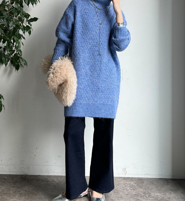  「【WEB限定】クロス編みタートルチュニック」|ニット・セーター|