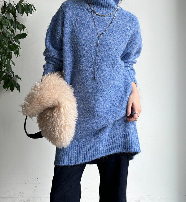  「【WEB限定】クロス編みタートルチュニック」|ニット・セーター|