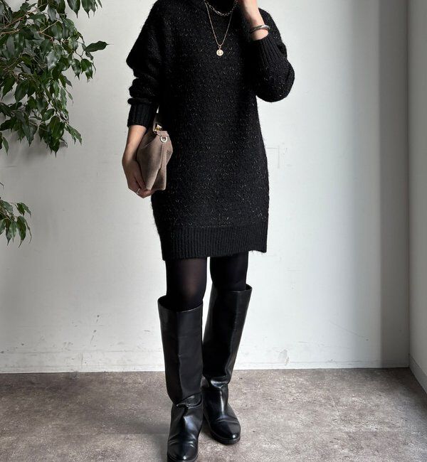  「【WEB限定】クロス編みタートルチュニック」|ニット・セーター|