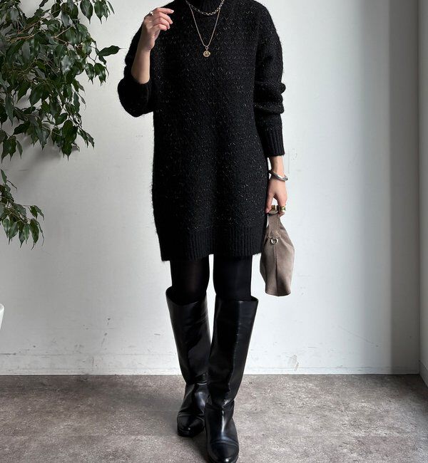  「【WEB限定】クロス編みタートルチュニック」|ニット・セーター|