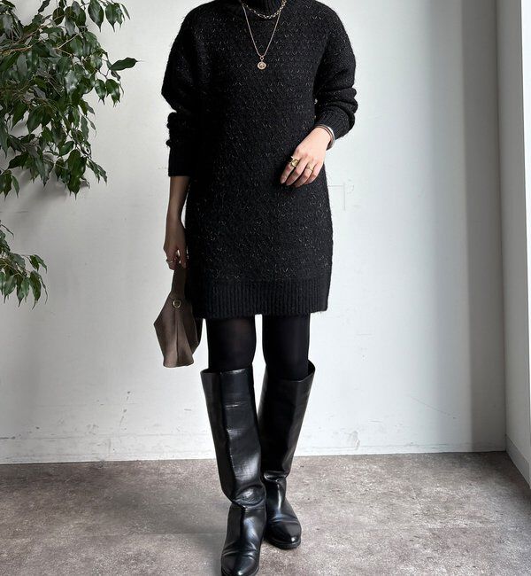  「【WEB限定】クロス編みタートルチュニック」|ニット・セーター|