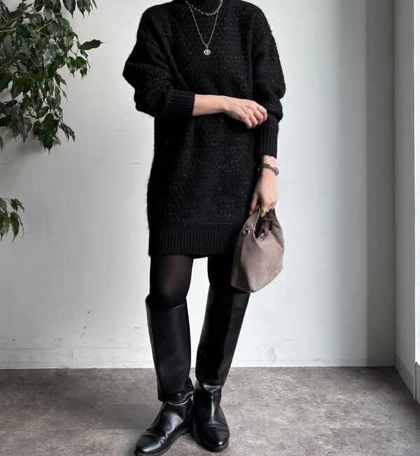  「【WEB限定】クロス編みタートルチュニック」|ニット・セーター|