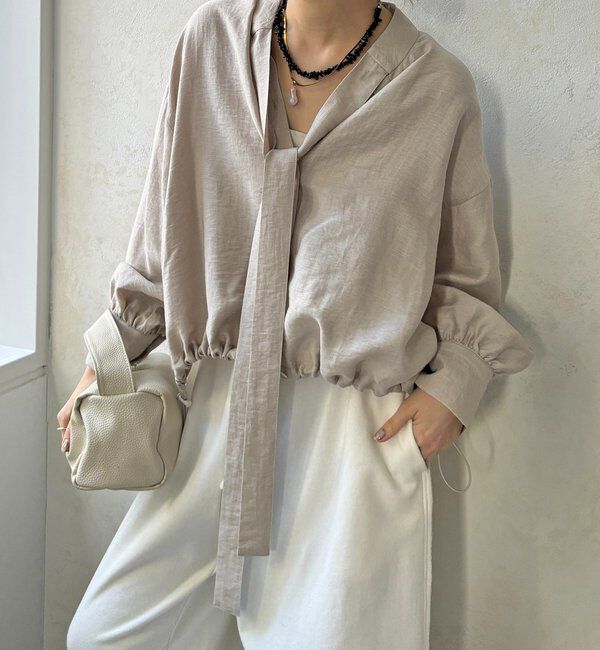  「棒タイスピンドルシャツ」|シャツ・ブラウス|グレージュ