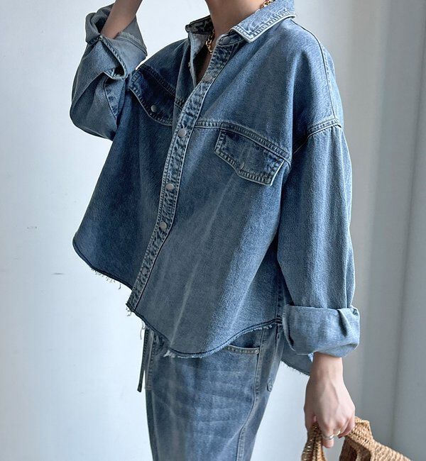  「【セットアップ可能】デニムショートシャツ」|シャツ・ブラウス|