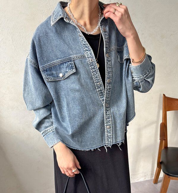  「【セットアップ可能】デニムショートシャツ」|シャツ・ブラウス|