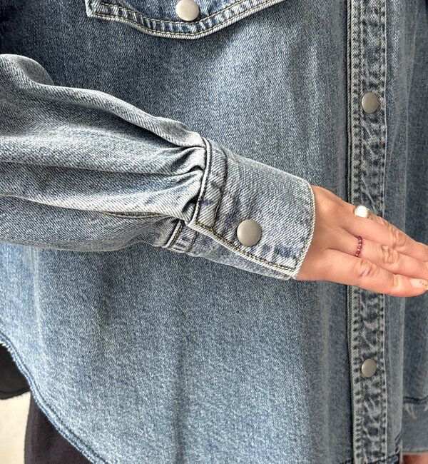  「【セットアップ可能】デニムショートシャツ」|シャツ・ブラウス|