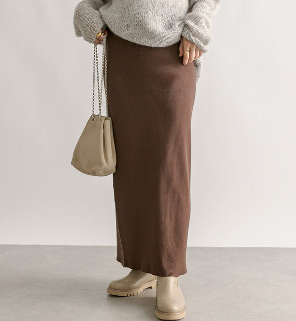  「【マイナス3kg/レビュー高評価☆】リブタイトスカート」|スカート|