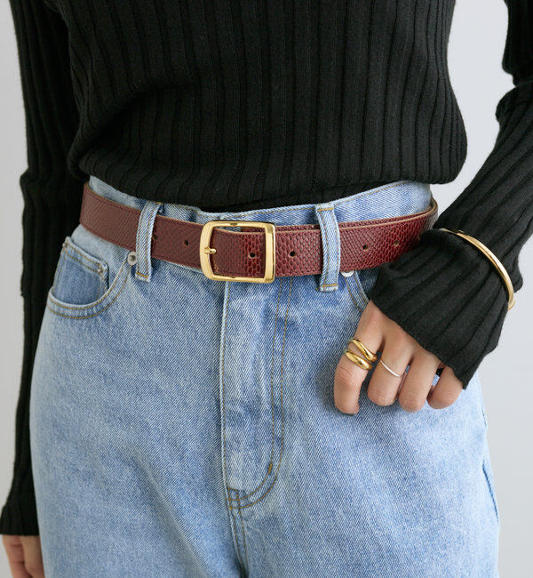  「【MONN.:.(モン)】SHIHOコラボ型押しベルト」|ベルト|ボルドー