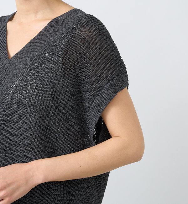  「【ウォッシャブル】ギマコットンニットベスト」|ニット・セーター|