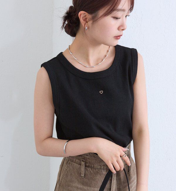  「テレコスリーブレスT」|キャミソール|ブラック