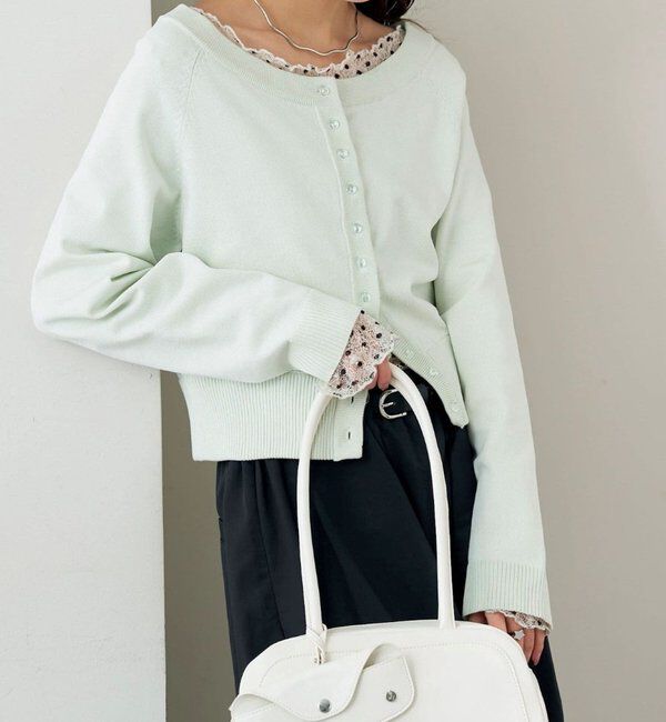  「ワイドネッククリアボタンカーディガン」|カーディガン|