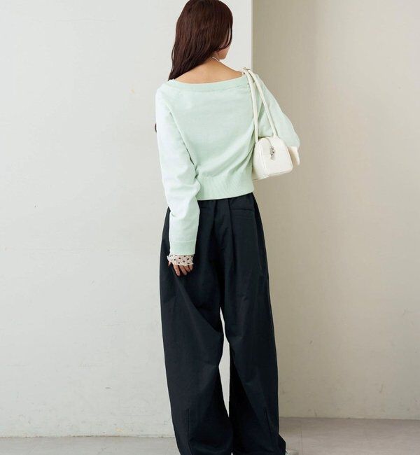  「ワイドネッククリアボタンカーディガン」|カーディガン|