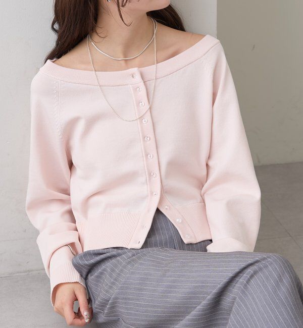  「ワイドネッククリアボタンカーディガン」|カーディガン|
