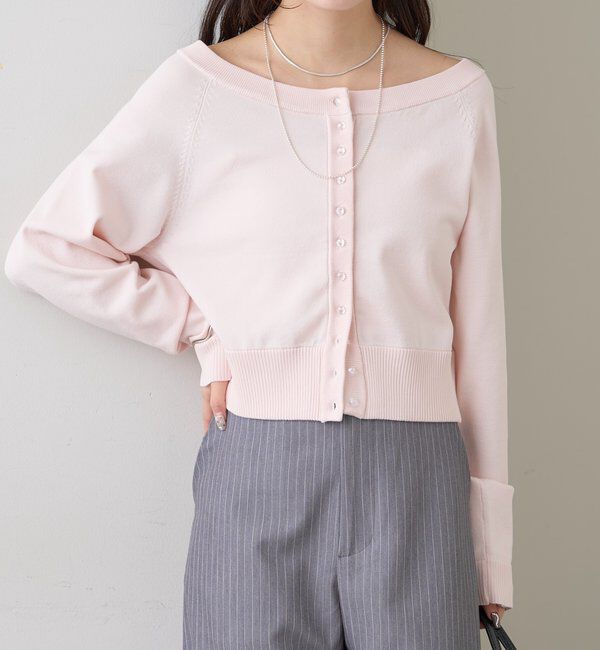  「ワイドネッククリアボタンカーディガン」|カーディガン|
