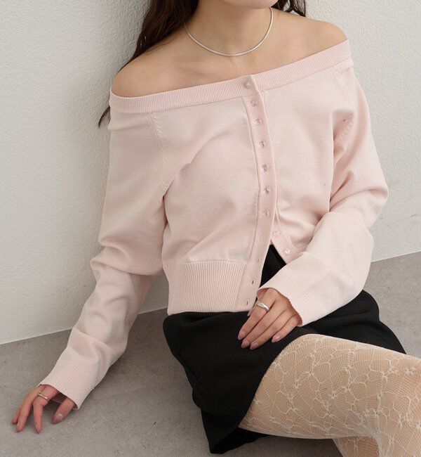  「ワイドネッククリアボタンカーディガン」|カーディガン|