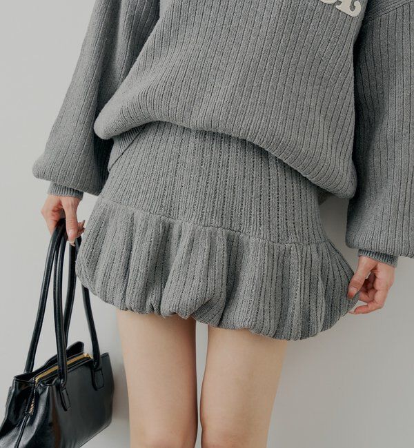  「【セットアップ対応】ニットバルーンミニスカート」|スカート|