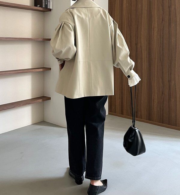  「【サイズ展開あり】レザーミドルコート」|その他|