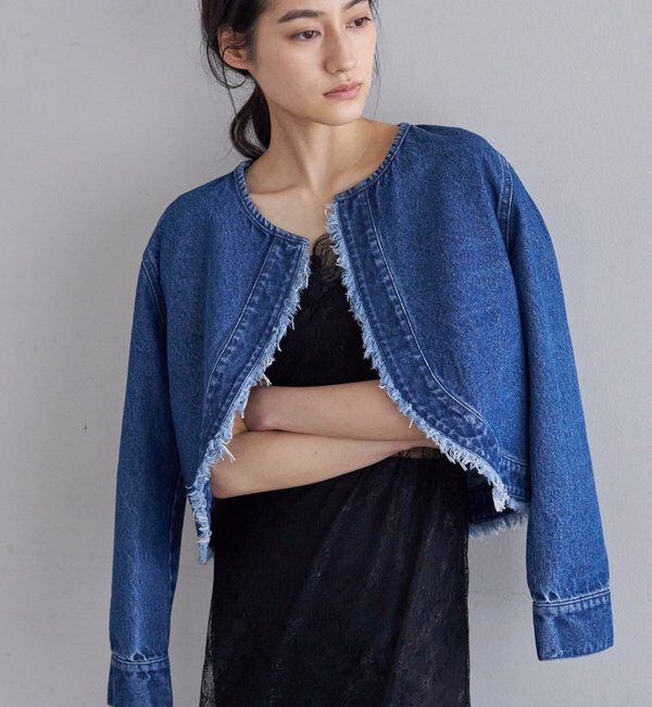  「【26SS予約】ショートデニムボレロ」|その他|ブルー