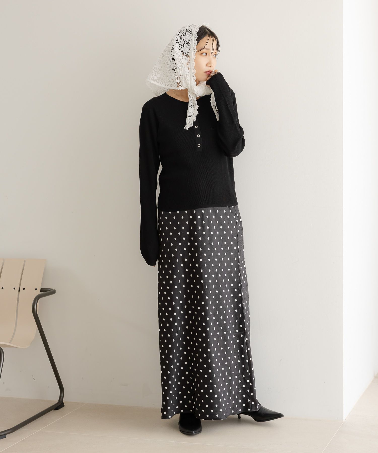 LOWRYS FARM「ストレッチサテンスカート」|スカート|