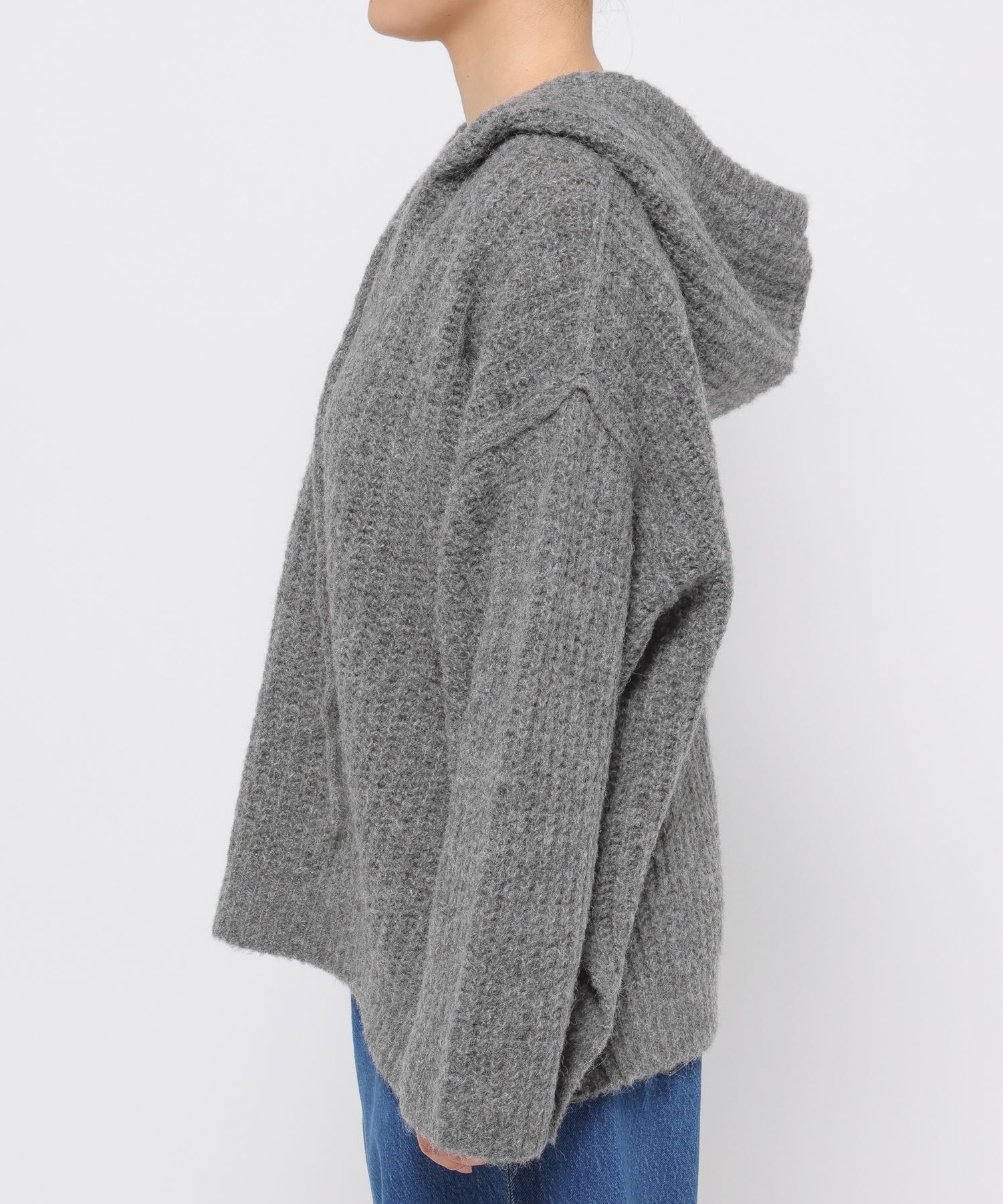 LOWRYS FARM「メランジフードニットプルオーバー」|ニット・セーター|