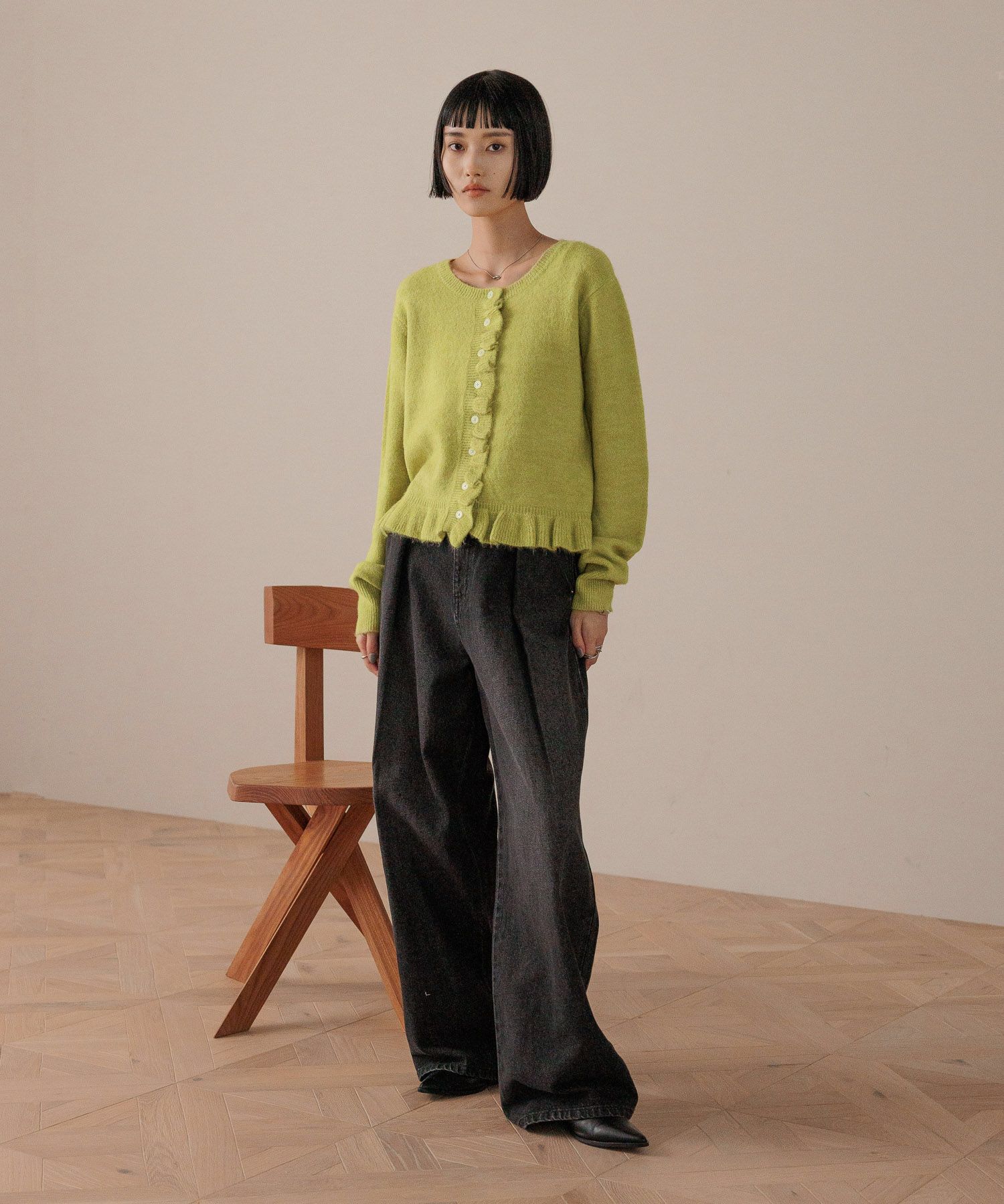 LOWRYS FARM「チビフリルカーディガンＬＳ」|ニット・セーター|