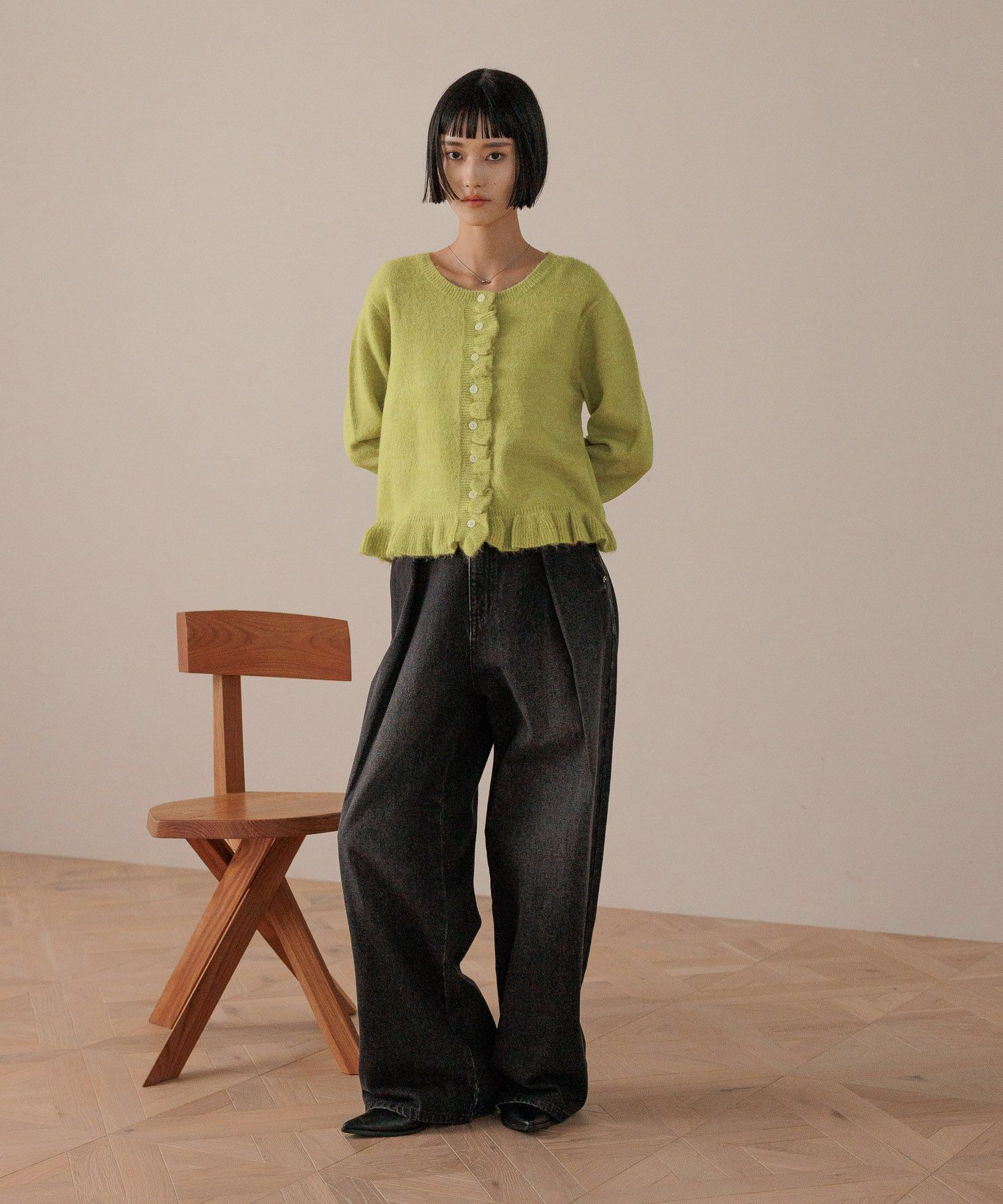 LOWRYS FARM「チビフリルカーディガンＬＳ」|ニット・セーター|