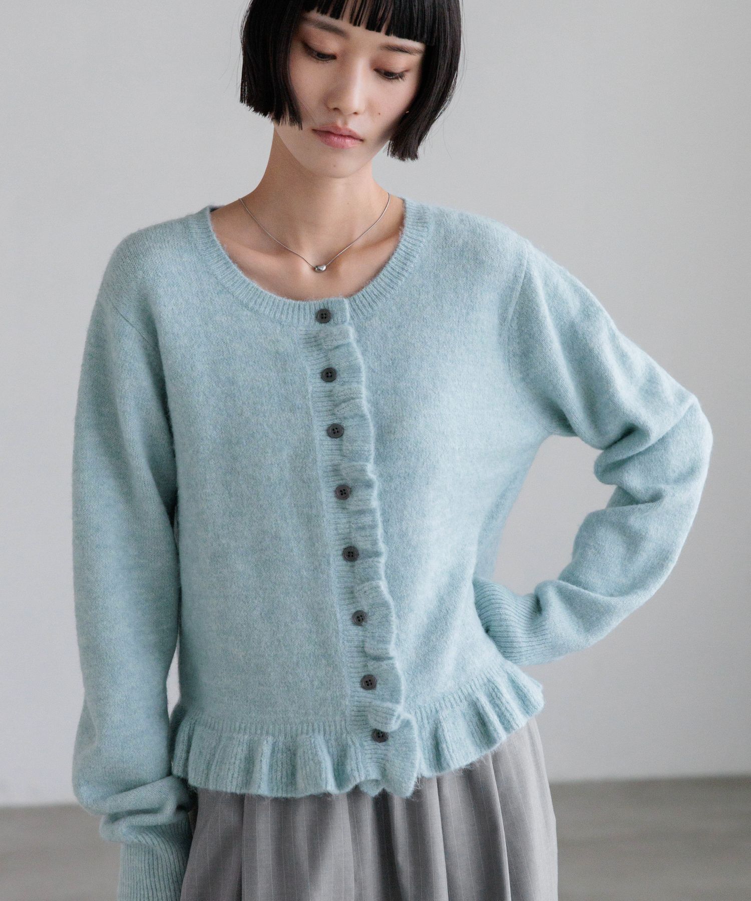 LOWRYS FARM「チビフリルカーディガンＬＳ」|ニット・セーター|