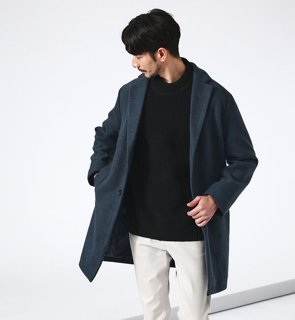 ABAHOUSE「ニットメルトン チェスターコート」|その他|ダークグリーン