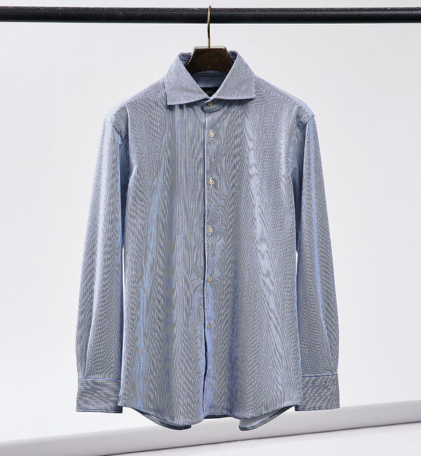 ABAHOUSE「【FLEX SHIRTS / Dry Moment使用】ミジン ストライプシャツ」|シャツ・ブラウス|ネイビー