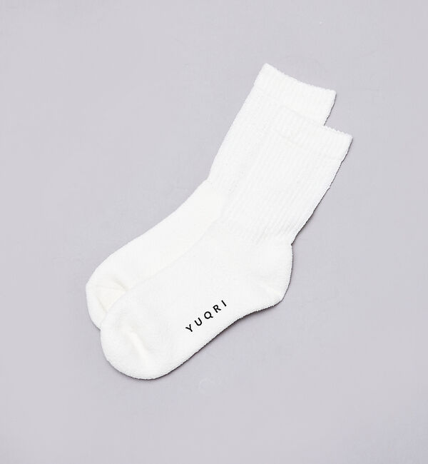 ABAHOUSE「【YUQRI】puff pile short crew＆line crew /」|ソックス|ホワイト