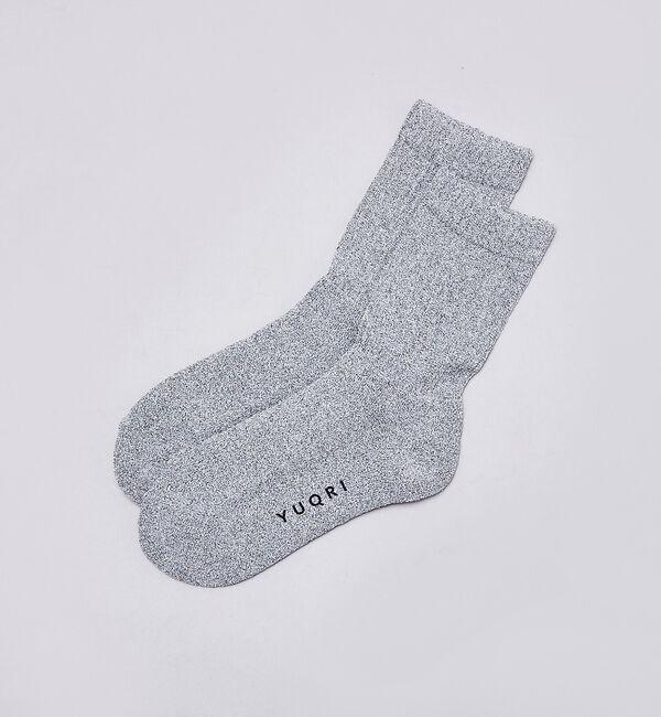 ABAHOUSE「【YUQRI】puff pile short crew＆line crew /」|ソックス|グレー