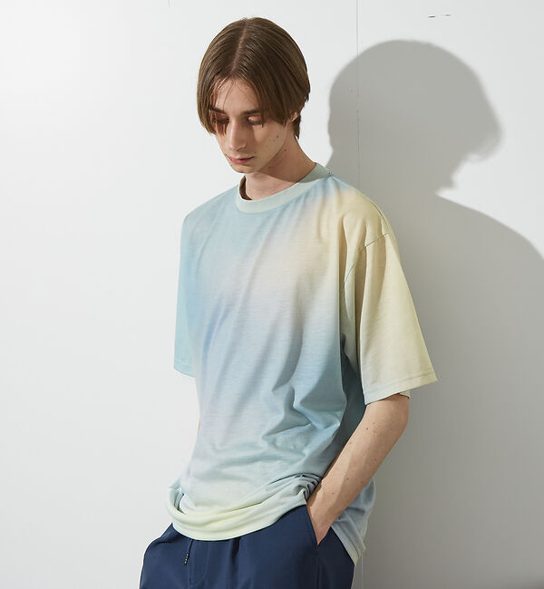 ABAHOUSE「【グラデーション】グラフィックプリント 半袖Tシャツ」|Tシャツ・カットソー|イエロー