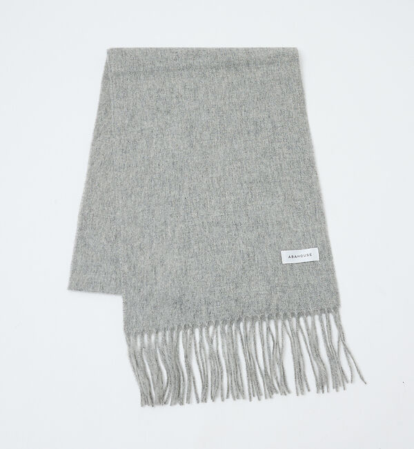 ABAHOUSE「ウール&times;カシミヤ フリンジ マフラー / ON・OFF兼用」|マフラー|ライトグレー