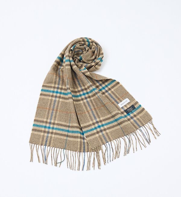 ABAHOUSE「チェック＆ストライプ　ウールマフラー」|マフラー|ブラウン