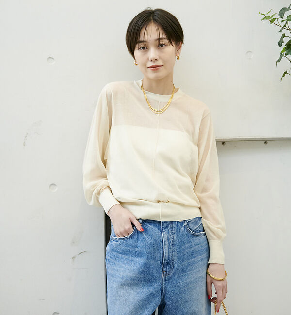 Rouge vif「コットンナイロンシアークルーネックプルオーバー」|ニット・セーター|