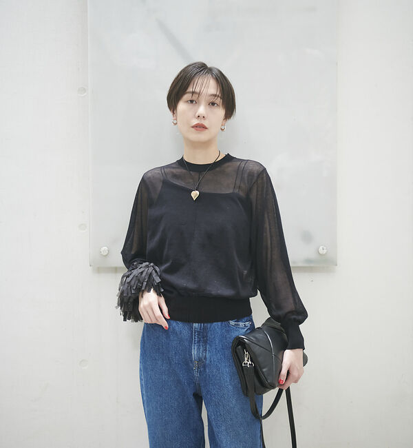 Rouge vif「コットンナイロンシアークルーネックプルオーバー」|ニット・セーター|