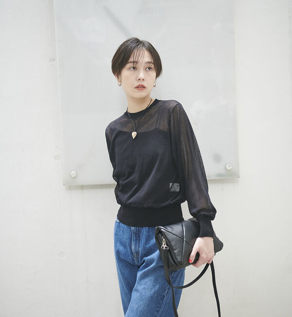 Rouge vif「コットンナイロンシアークルーネックプルオーバー」|ニット・セーター|