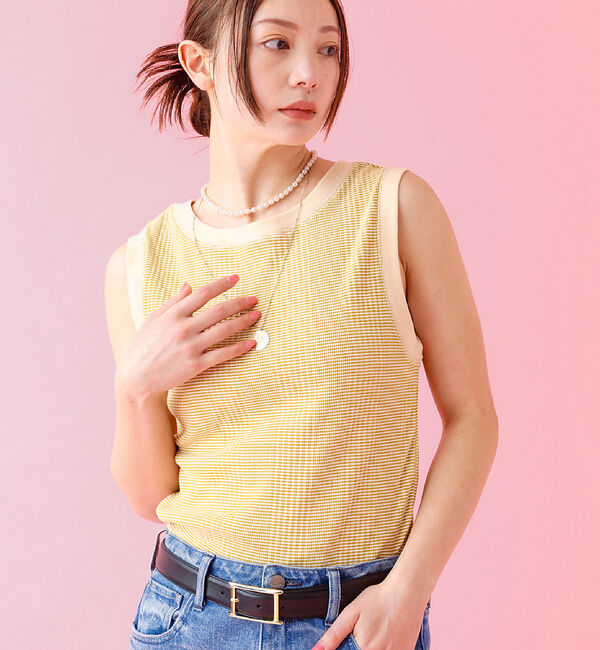 Rouge vif「【JOHNBULL/ジョンブル】クールタッチ ランダムテレコ タンクトップ /」|キャミソール|