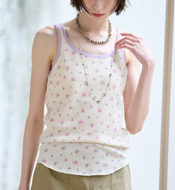 Rouge vif「【JEMORGAN / ジェーイーモーガン】クレリックタンクトップ/花柄/カップ」|キャミソール|ピンク