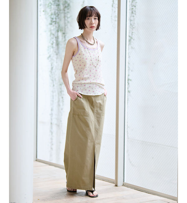 Rouge vif「【JEMORGAN / ジェーイーモーガン】クレリックタンクトップ/花柄/カップ」|キャミソール|