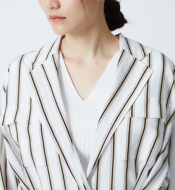 qualite「【ITALY MANTECO社】ストライプオーバーコート」|その他|