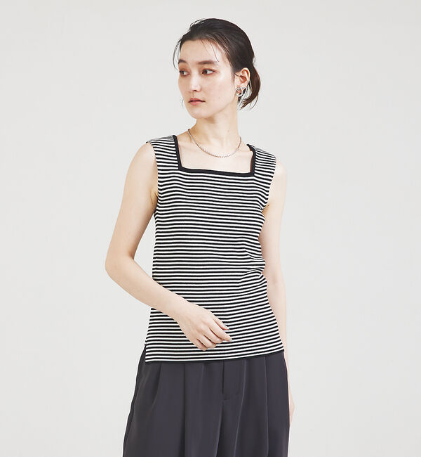 qualite「スクエアノースリーブニット」|キャミソール|