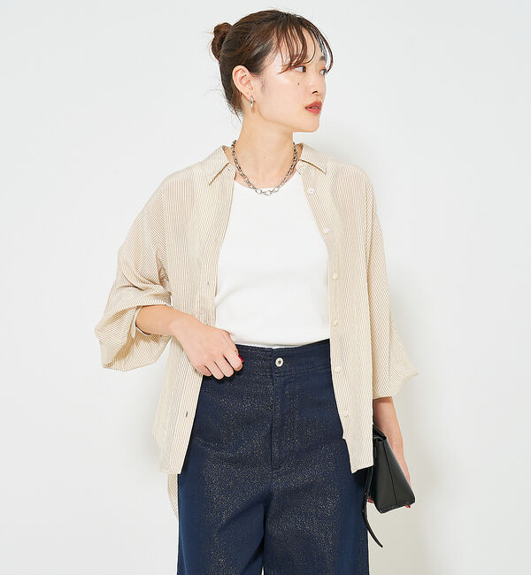 qualite「カシュクールレギュラーシャツ」|シャツ・ブラウス|ベージュ