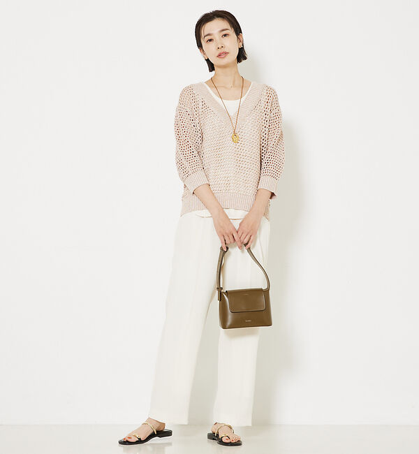 qualite「ラメローゲージVネックニット」|ニット・セーター|